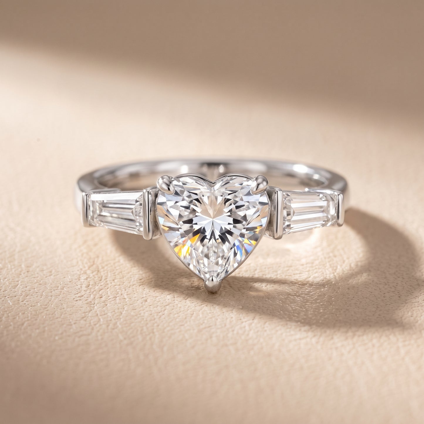 Layla Tapered Baguette Heart Diamond Ring in White Gold - front.jpg