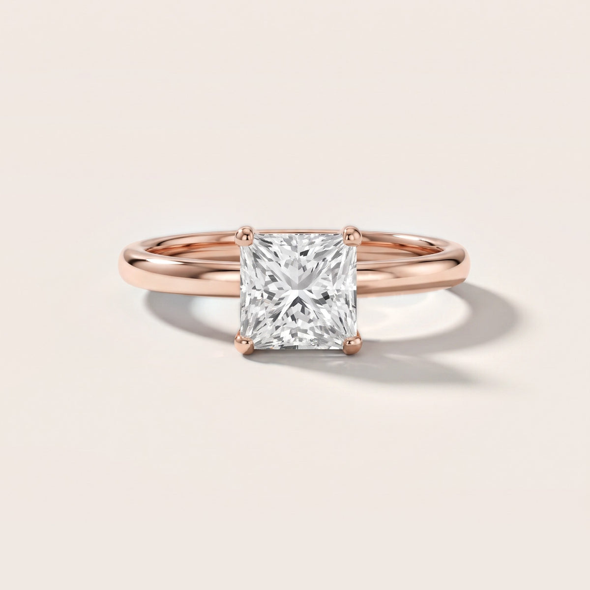 Charlotte Charm Solitaire Princess Diamond Engagement Ring in Rose Gold [studio-20261024]