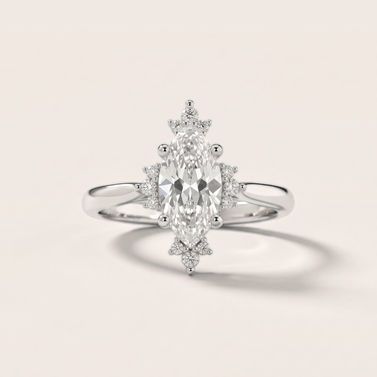 Linden Starburst Cluster Marquise Diamond Engagement Ring in Platinum - front.jpg