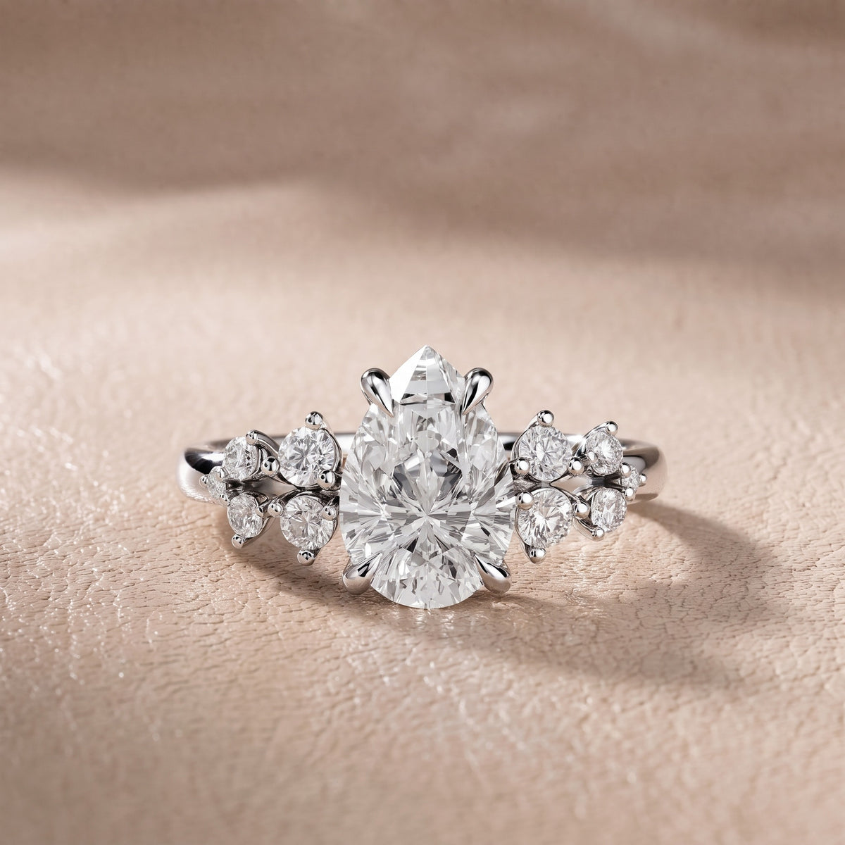 Evelina Bloom Pear Diamond Engagement Ring in White Gold - front.jpg