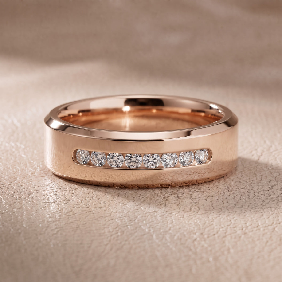 Portia Channel Set Round Diamond Wedding Band in Rose Gold - front.jpg