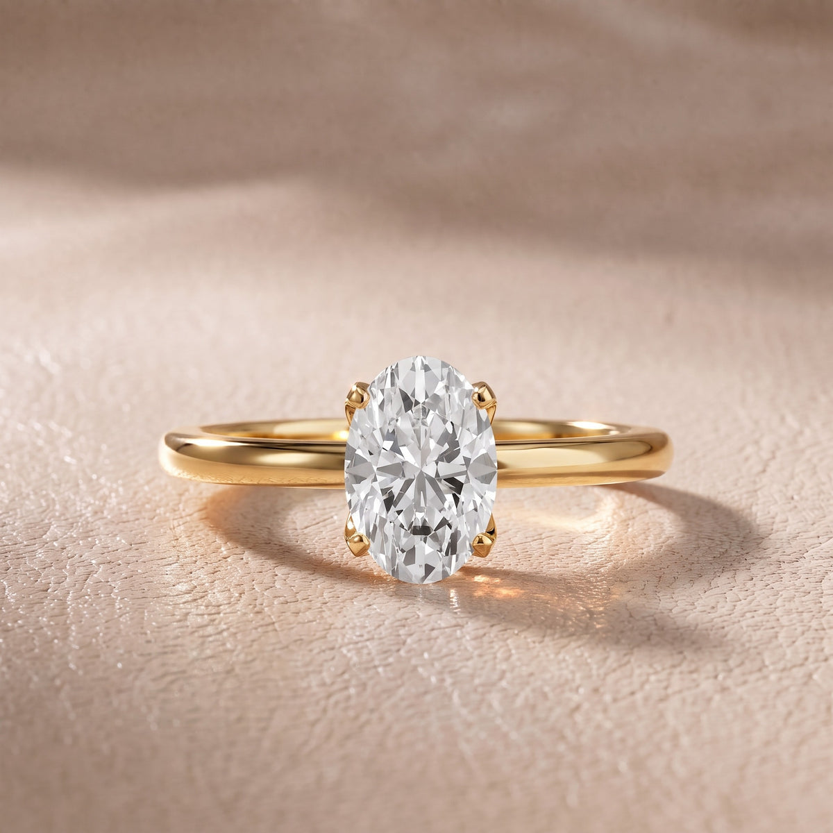 Flora Guardian Solitaire Oval Diamond Engagement Ring in Yellow Gold - front.jpg