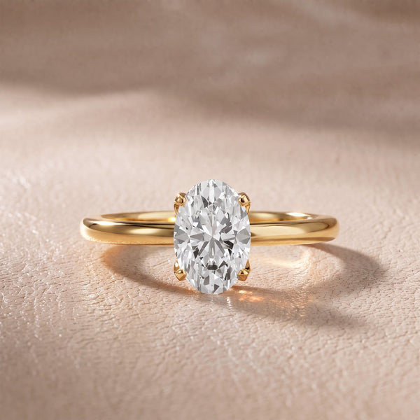Flora Guardian Solitaire Oval Diamond Engagement Ring in Yellow Gold