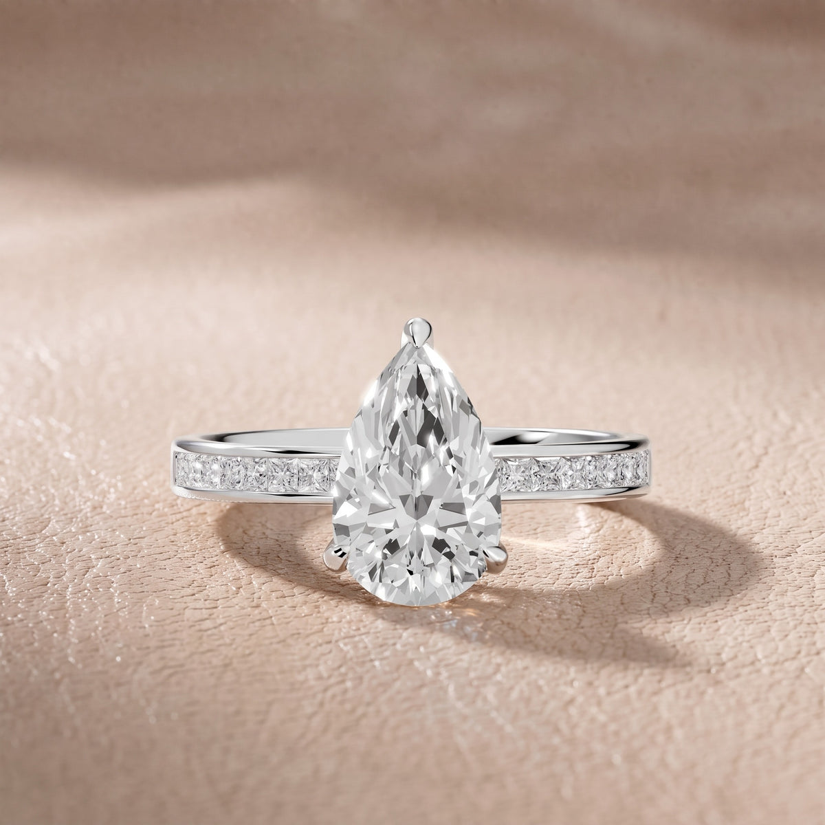 Maren Sidestone Channel Set Pear Diamond Engagement Ring in White Gold - front.jpg
