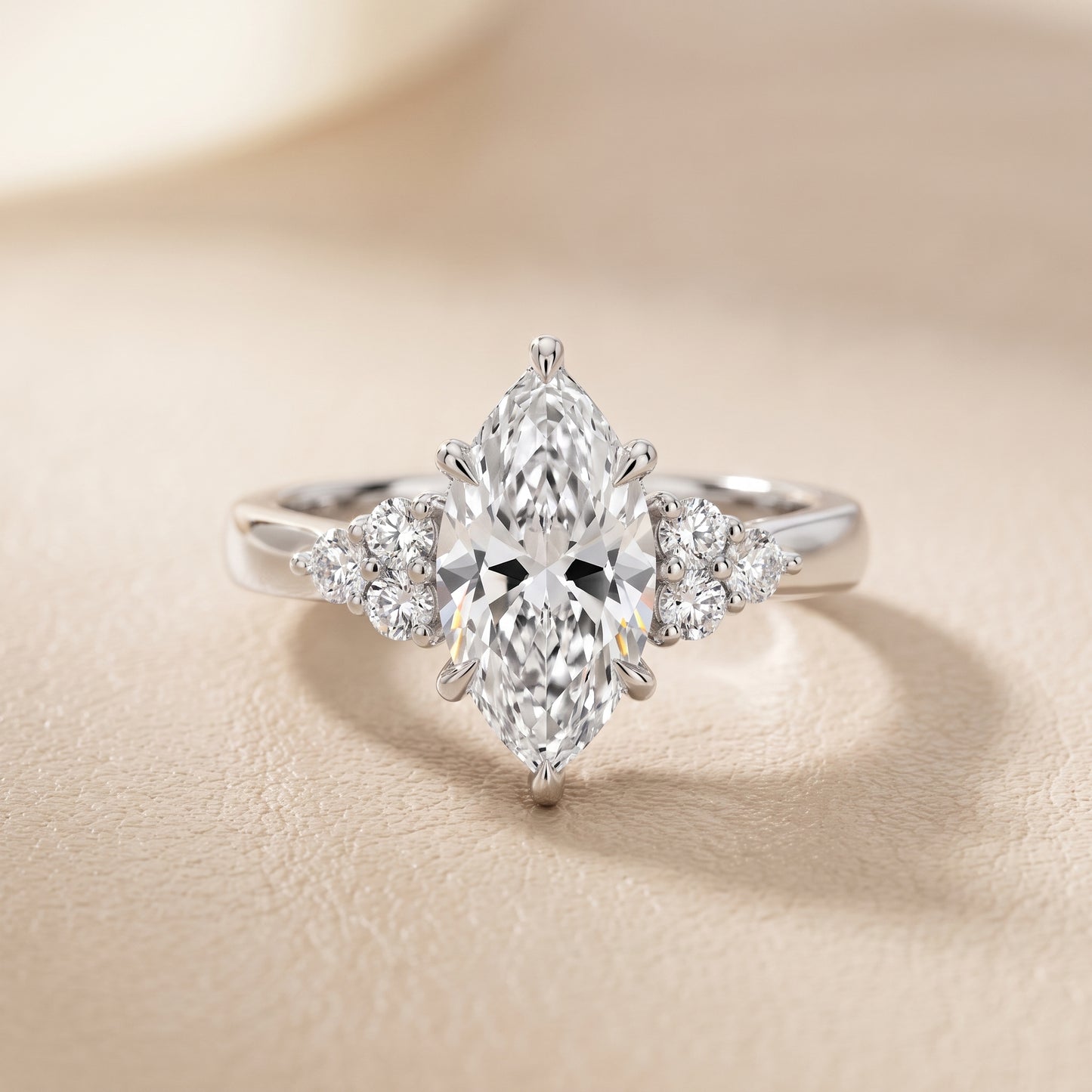Anya Sidestone Cluster Marquise Diamond Ring in Silver - front.jpg