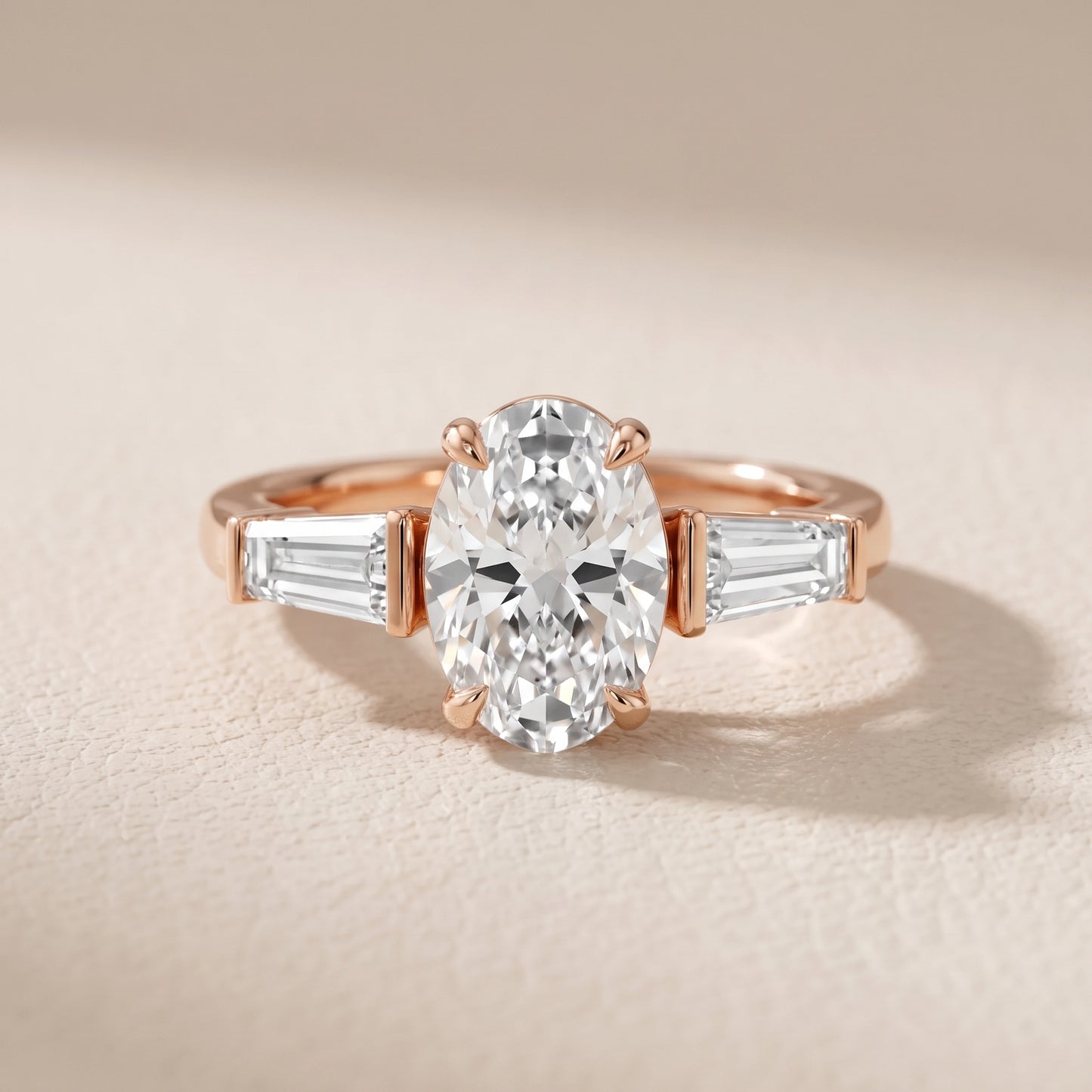 Layla Tapered Baguette Oval Diamond Ring in Rose Gold - front.jpg