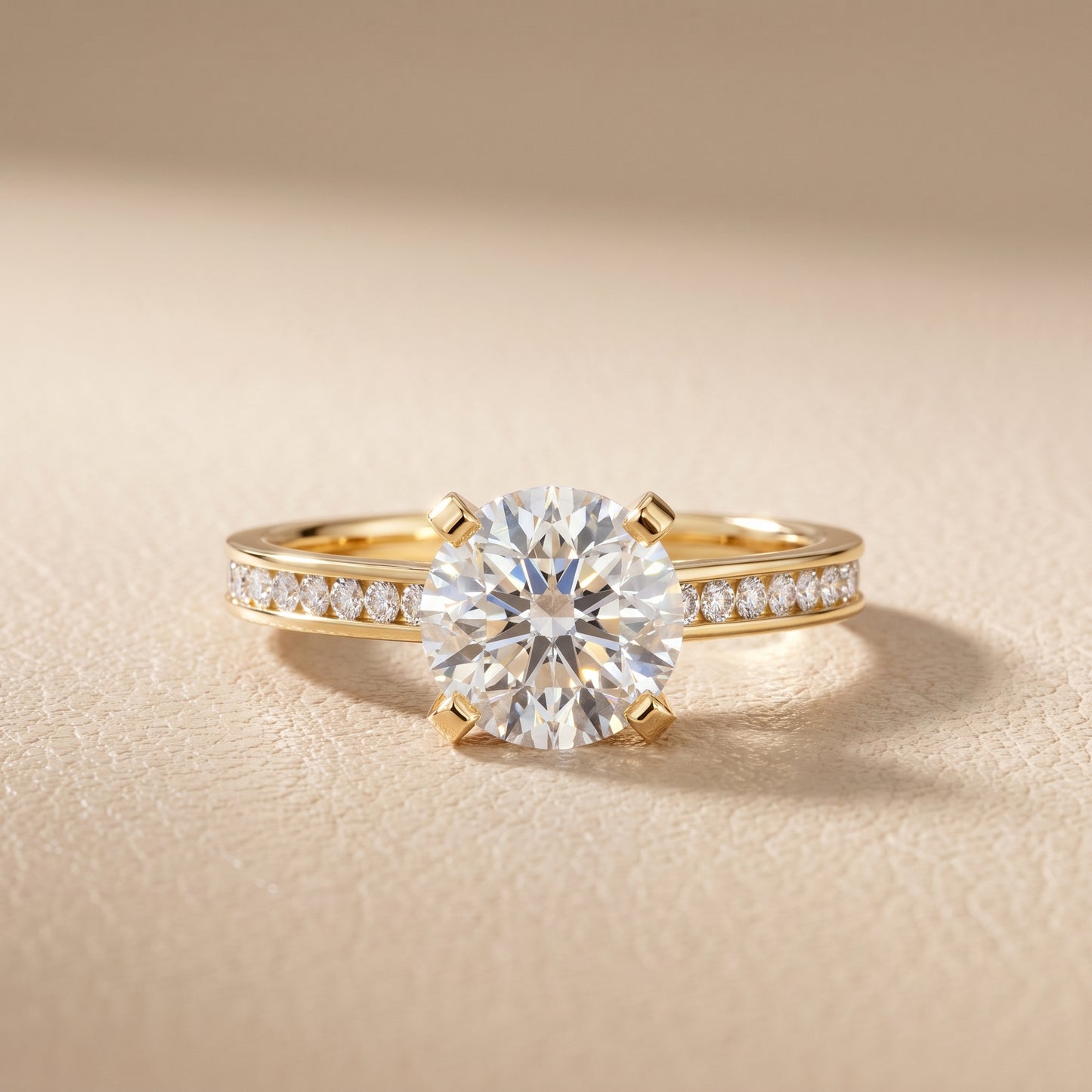 Tessa Solitaire Channel Set Round Diamond Engagement Ring in Yellow Gold - front.jpg
