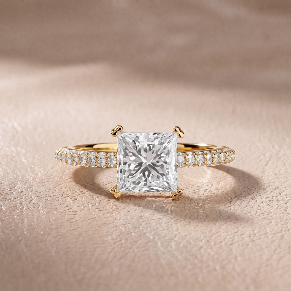 Celeste Hidden Halo Pavé Princess Diamond Engagement Ring in Yellow Gold - front.jpg