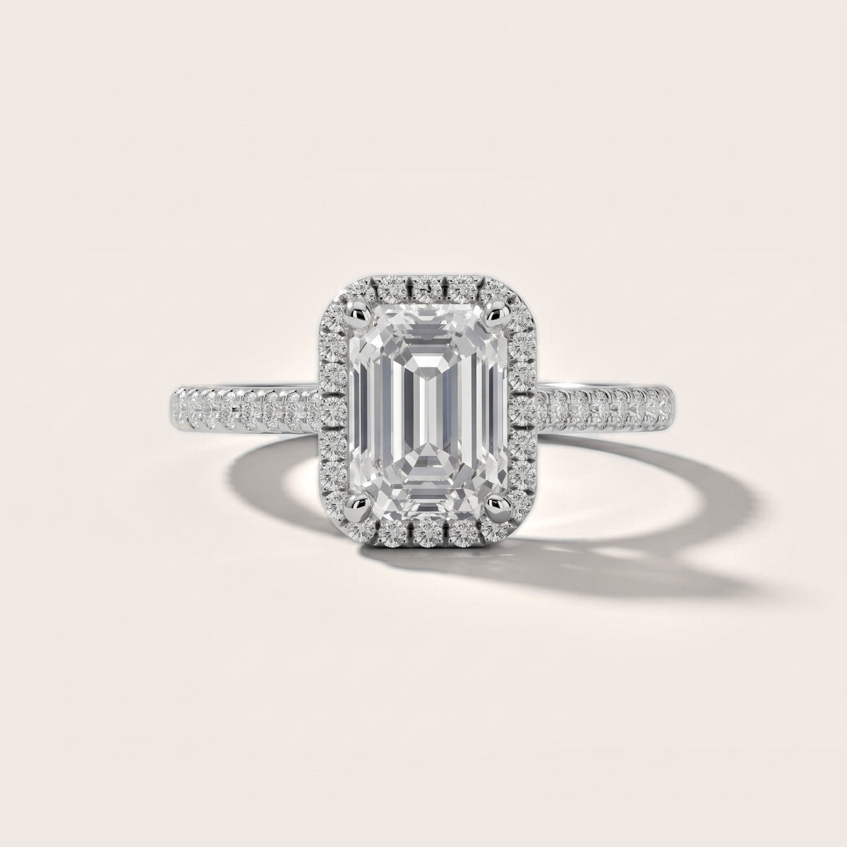 Joy Halo Pavé Emerald Diamond Engagement Ring in Platinum - front.jpg