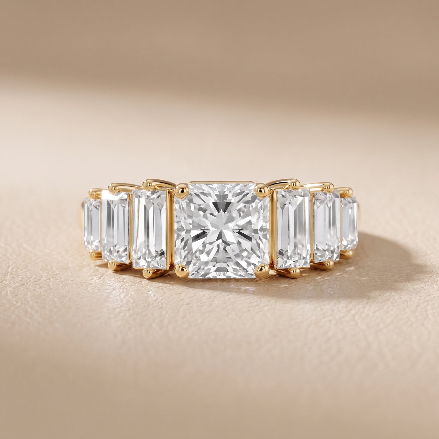 Mara Sidestone Baguette Accent Radiant Diamond Engagement Ring in Yellow Gold - front.jpg