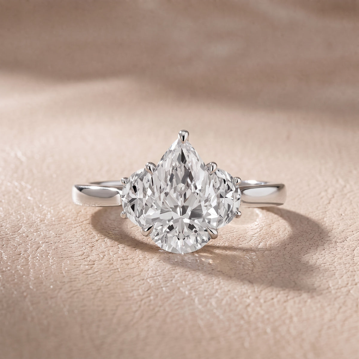 Romy Three-Stone Pear Diamond Engagement Ring in Silver - front.jpg