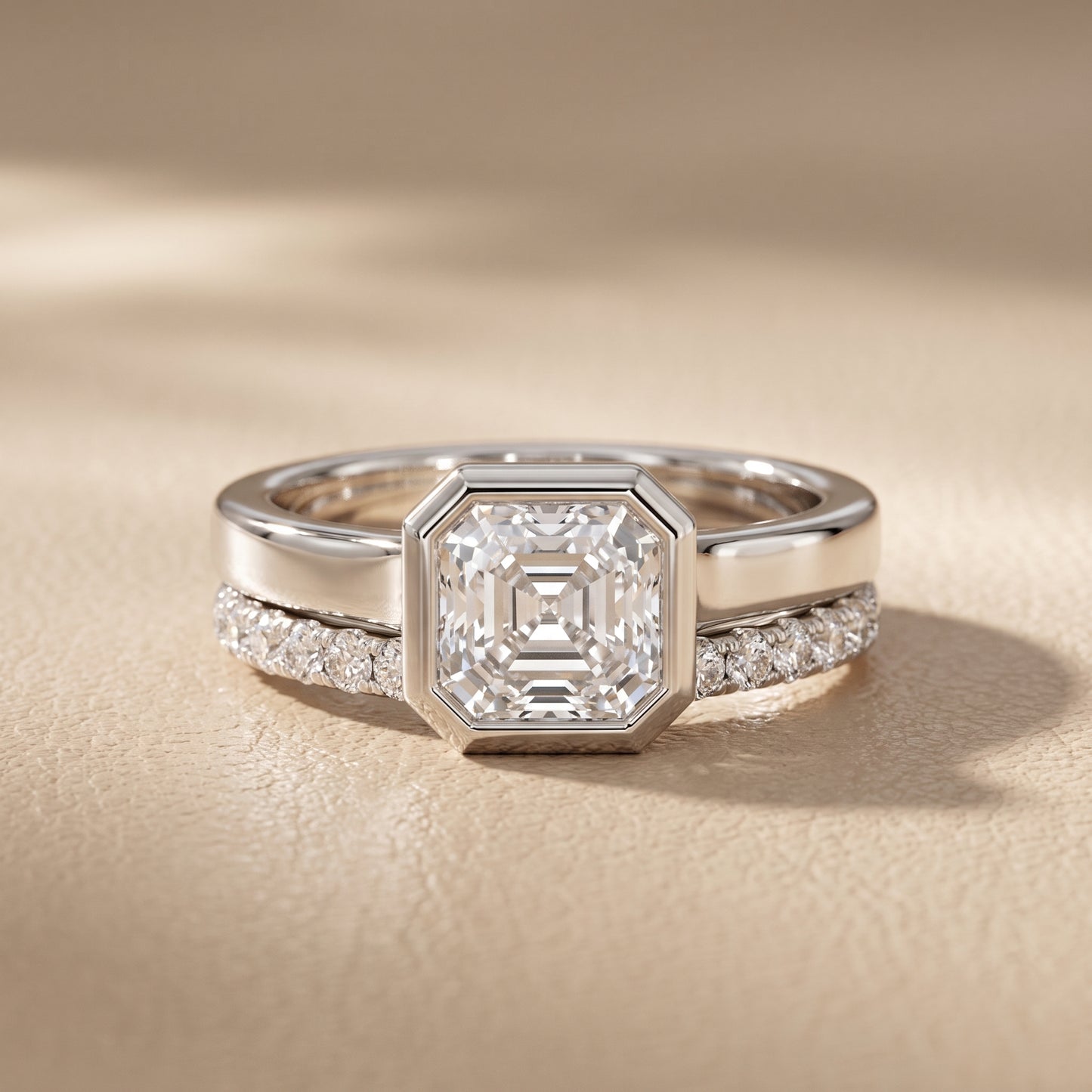 Ayla Bezel Bypass Asscher Diamond Ring in Platinum - front.jpg