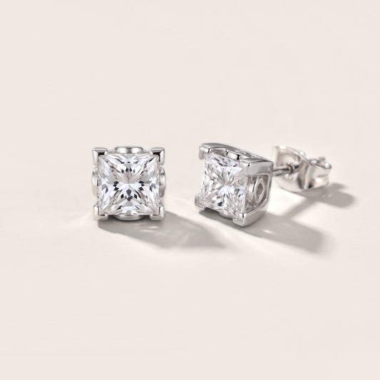 Iris Floral Princess Diamond Earrings in White Gold [studio-20261024]