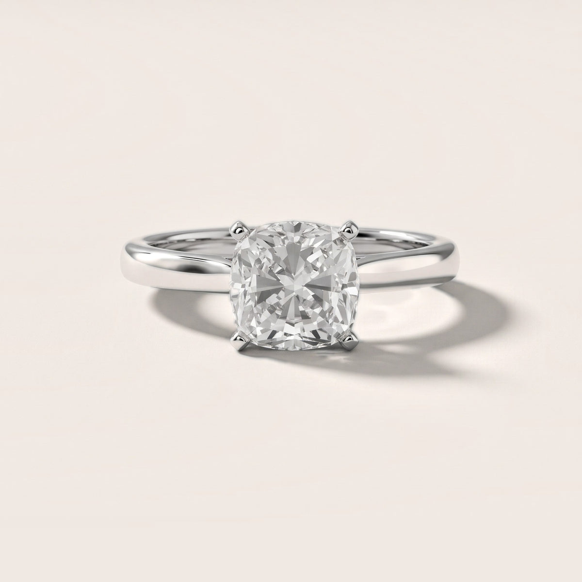 Enid Solitaire Cathedral Cushion Diamond Engagement Ring in Platinum - front.jpg