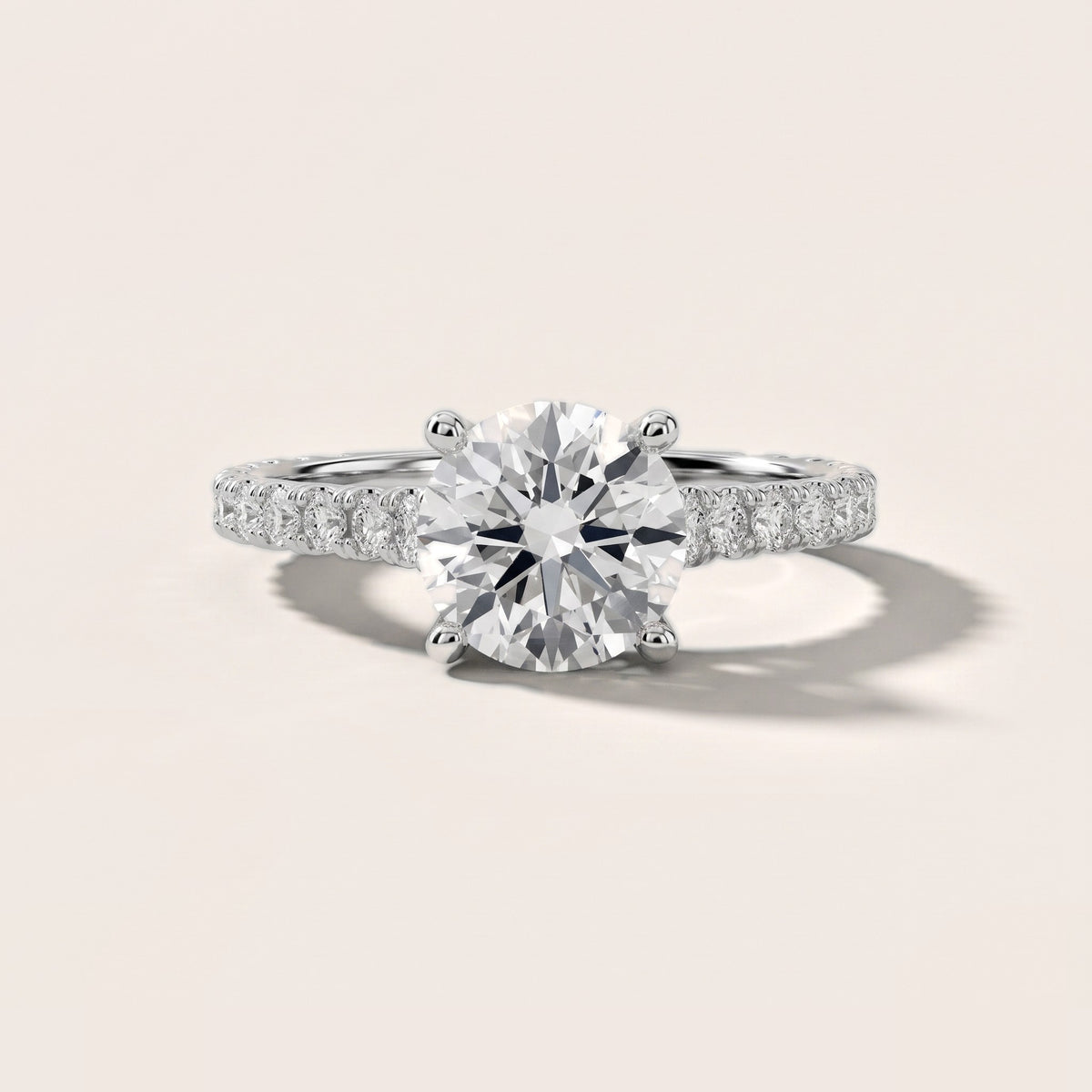 Una Cathedral Pavé Round Diamond Engagement Ring in Platinum - front.jpg