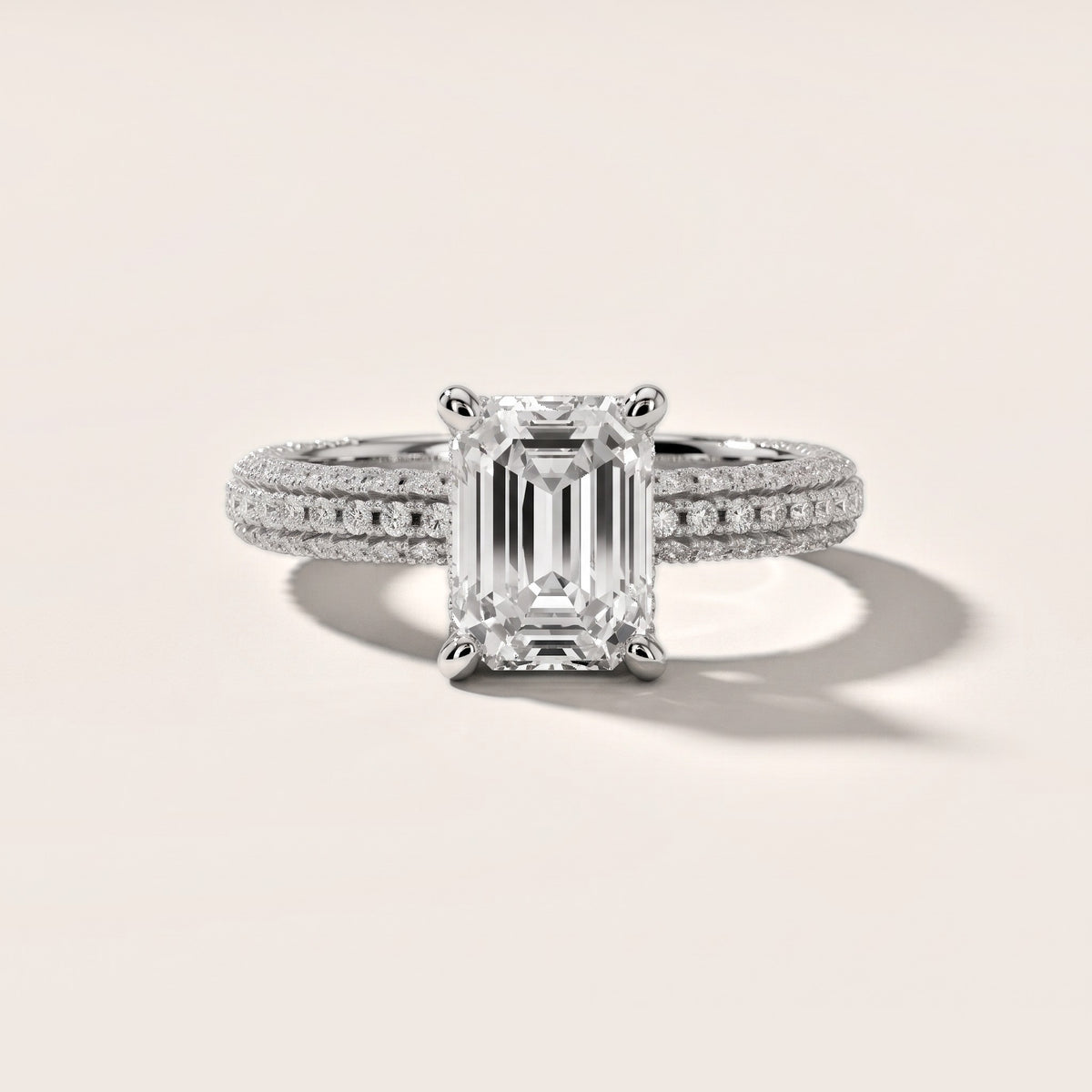 Mira Hidden Halo Micropavé Emerald Diamond Engagement Ring in White Gold - front.jpg