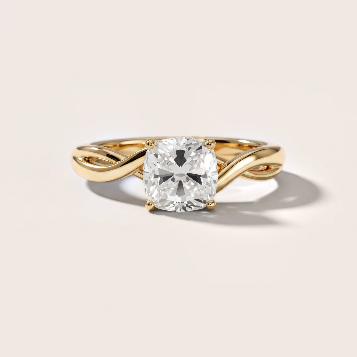Britta Twist Cushion Diamond Engagement Ring in Yellow Gold - front.jpg