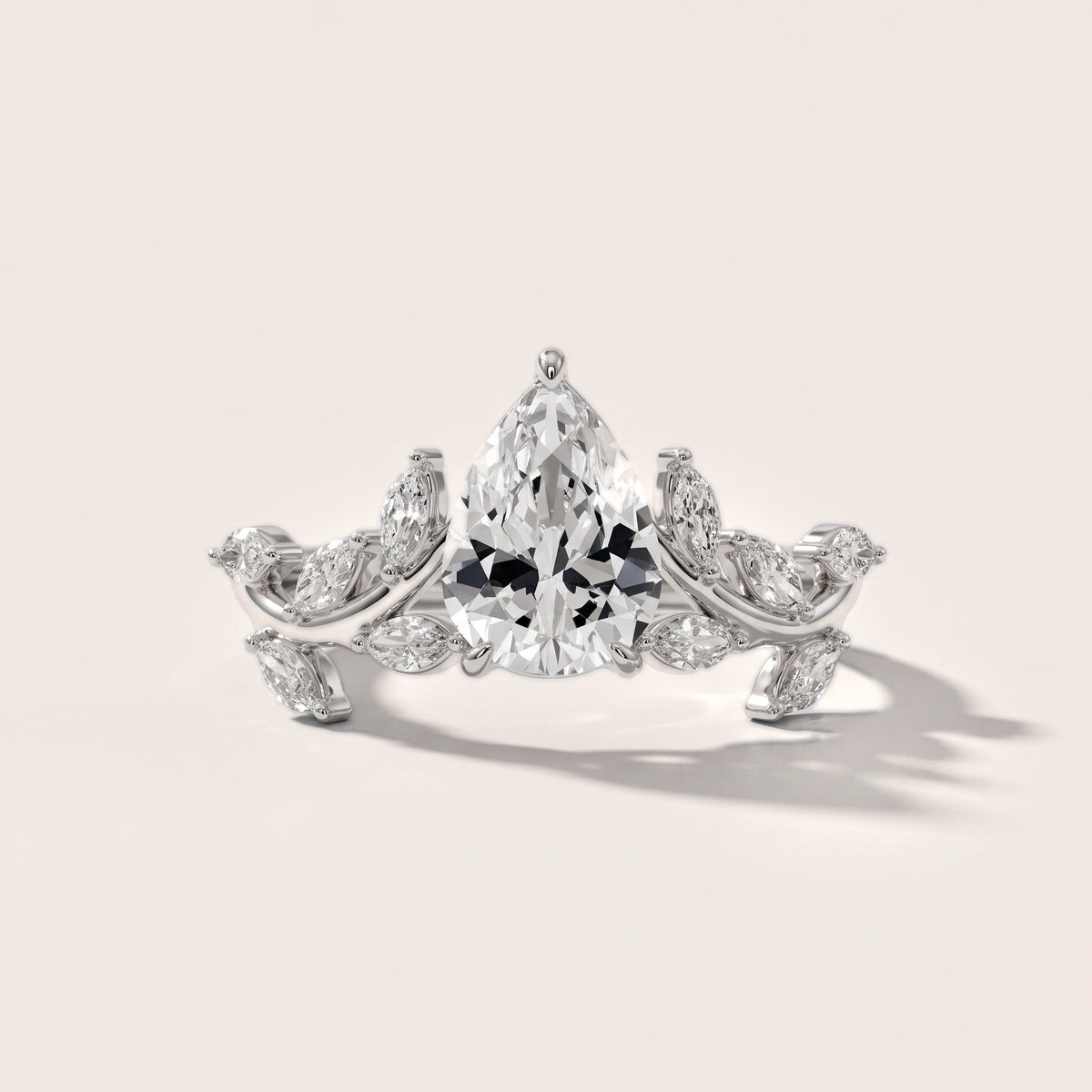 Andrea Vine Pear Diamond Engagement Ring in Silver - front.jpg