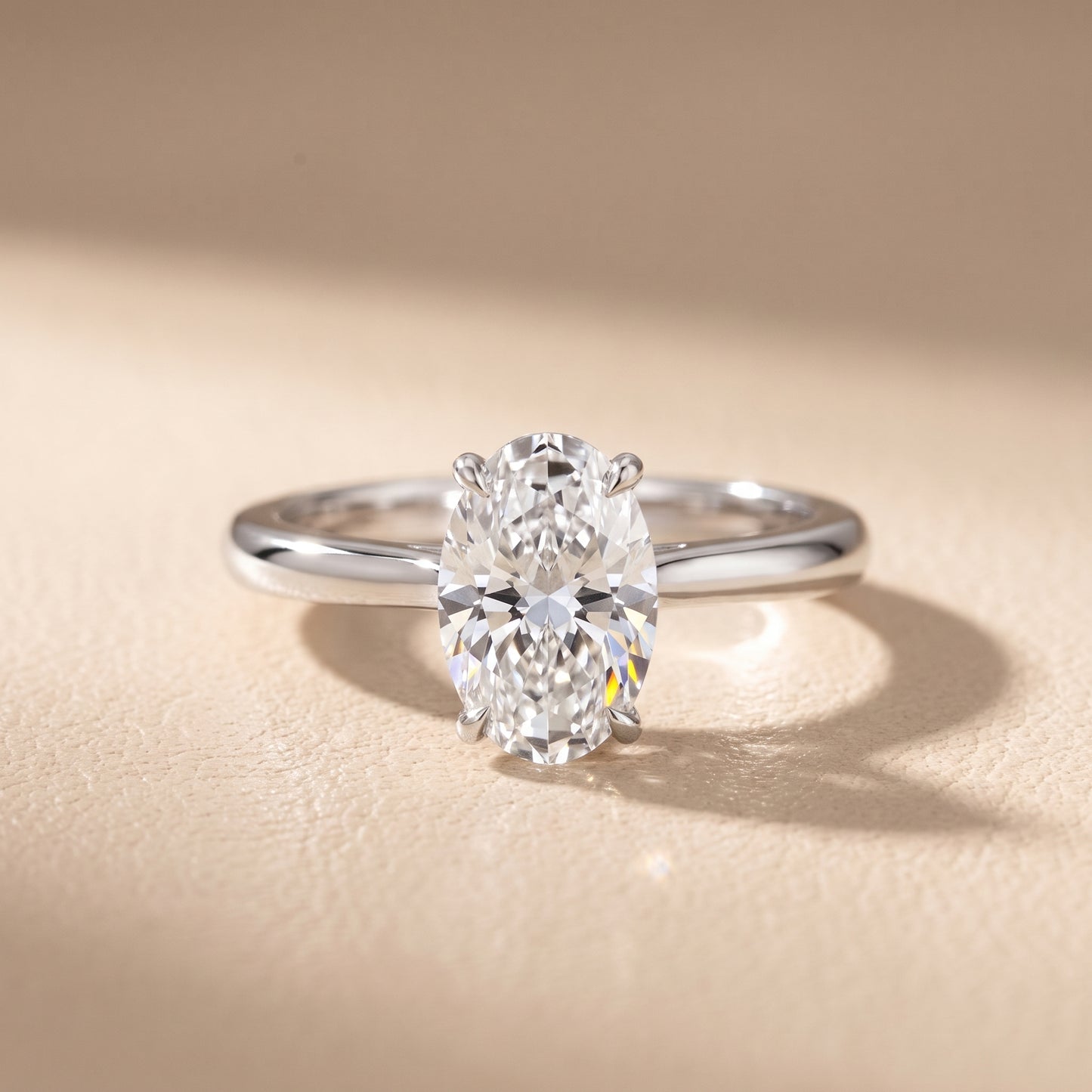Kalia Knife Edge Solitaire Oval Diamond Engagement Ring in Silver - front.jpg