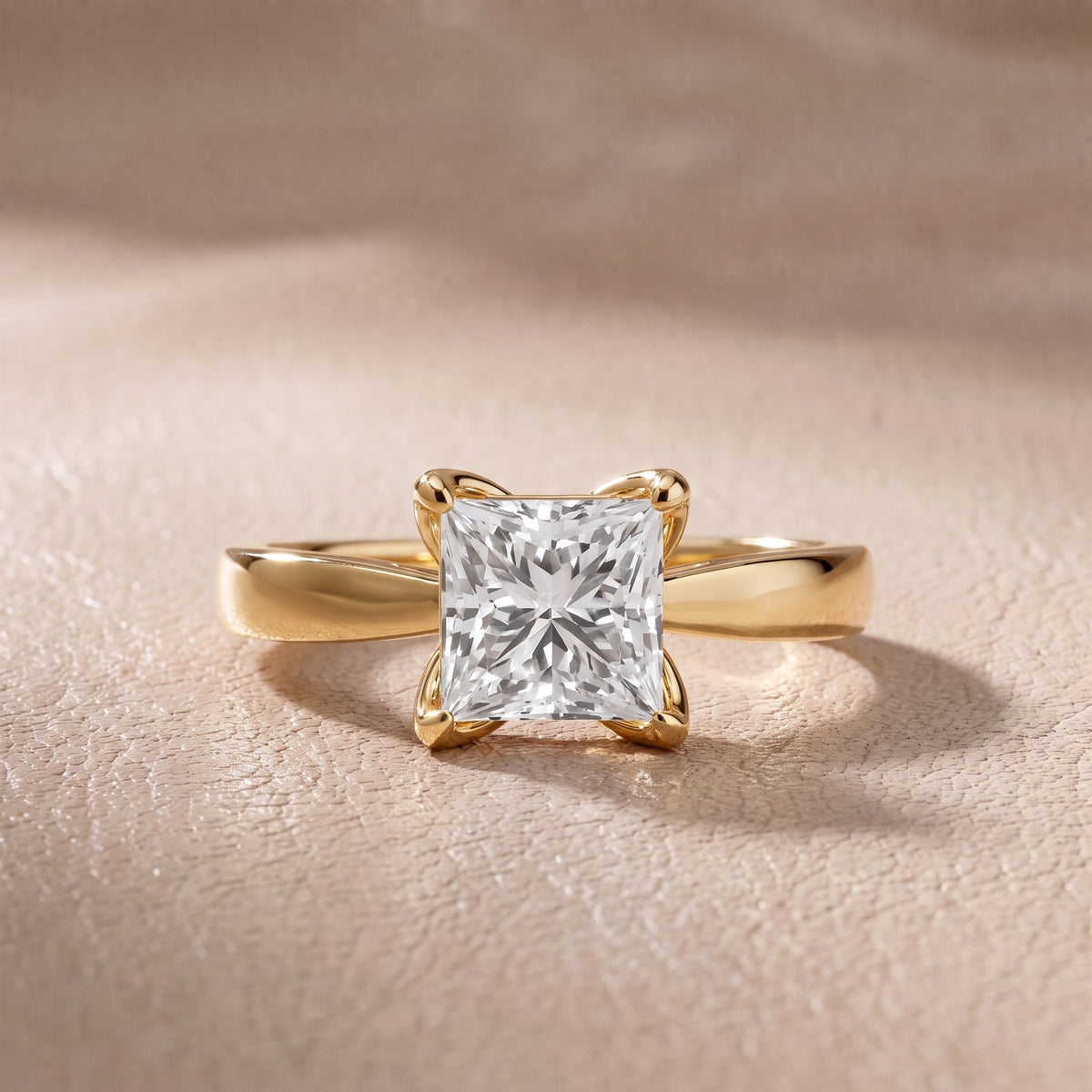 Lucia Solitaire Six-Prong Princess Diamond Engagement Ring in Yellow Gold - front.jpg