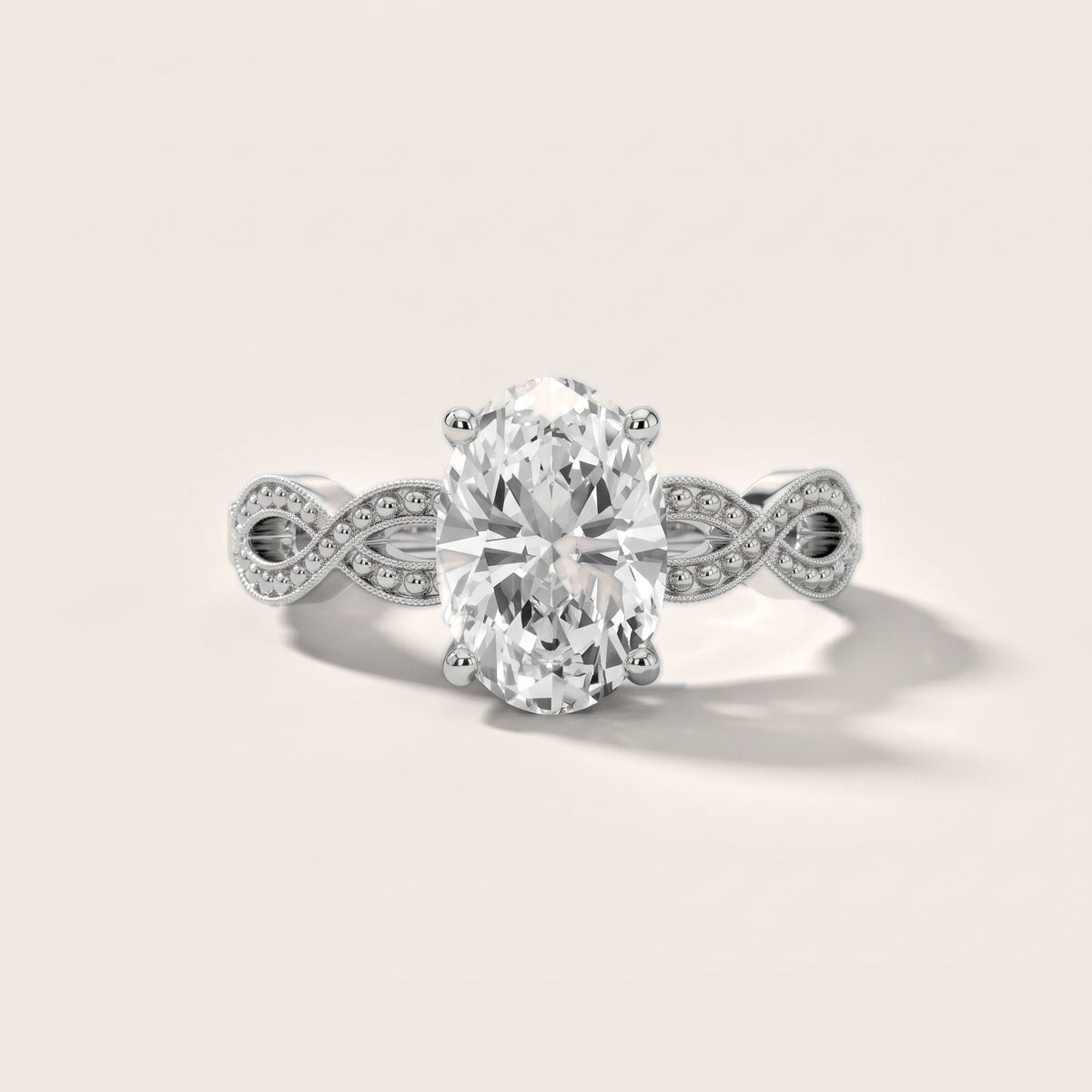 Jeanie Twist Solitaire Oval Diamond Engagement Ring in Silver - front.jpg
