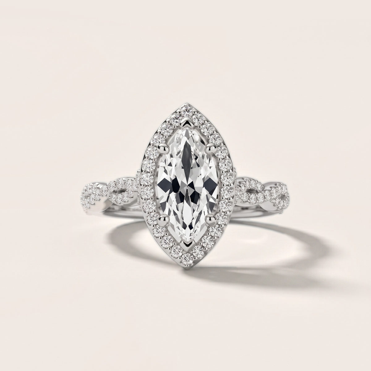 Ogden Twist Halo Marquise Diamond Engagement Ring in Silver - front.jpg