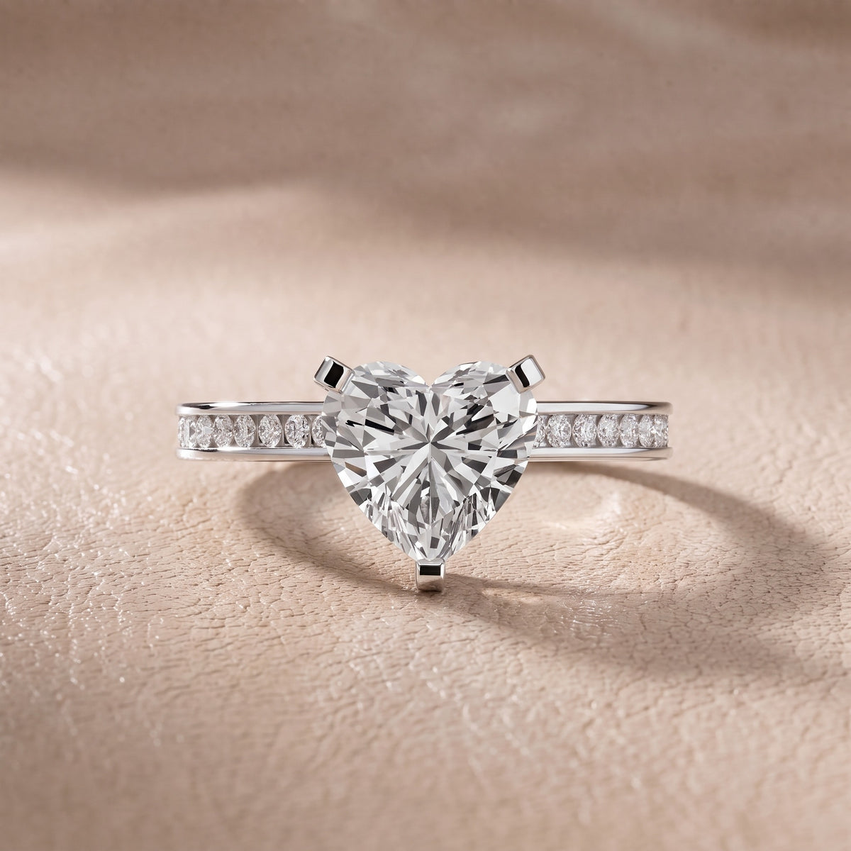 Tessa Solitaire Channel Set Heart Diamond Engagement Ring in Platinum - front.jpg