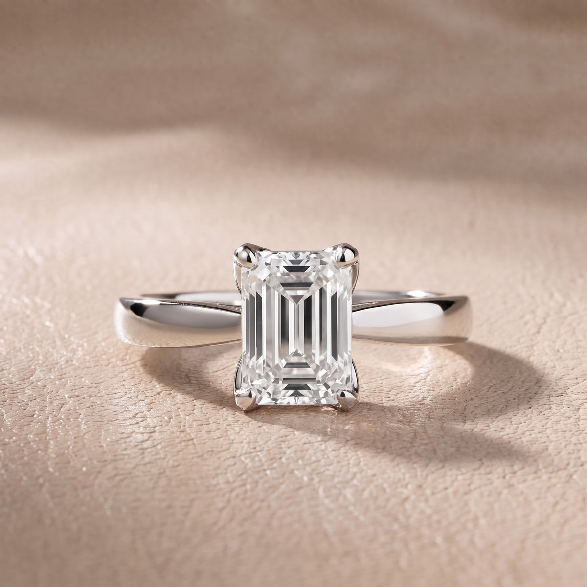 Lucia Solitaire Six-Prong Emerald Diamond Engagement Ring in Silver - front.jpg