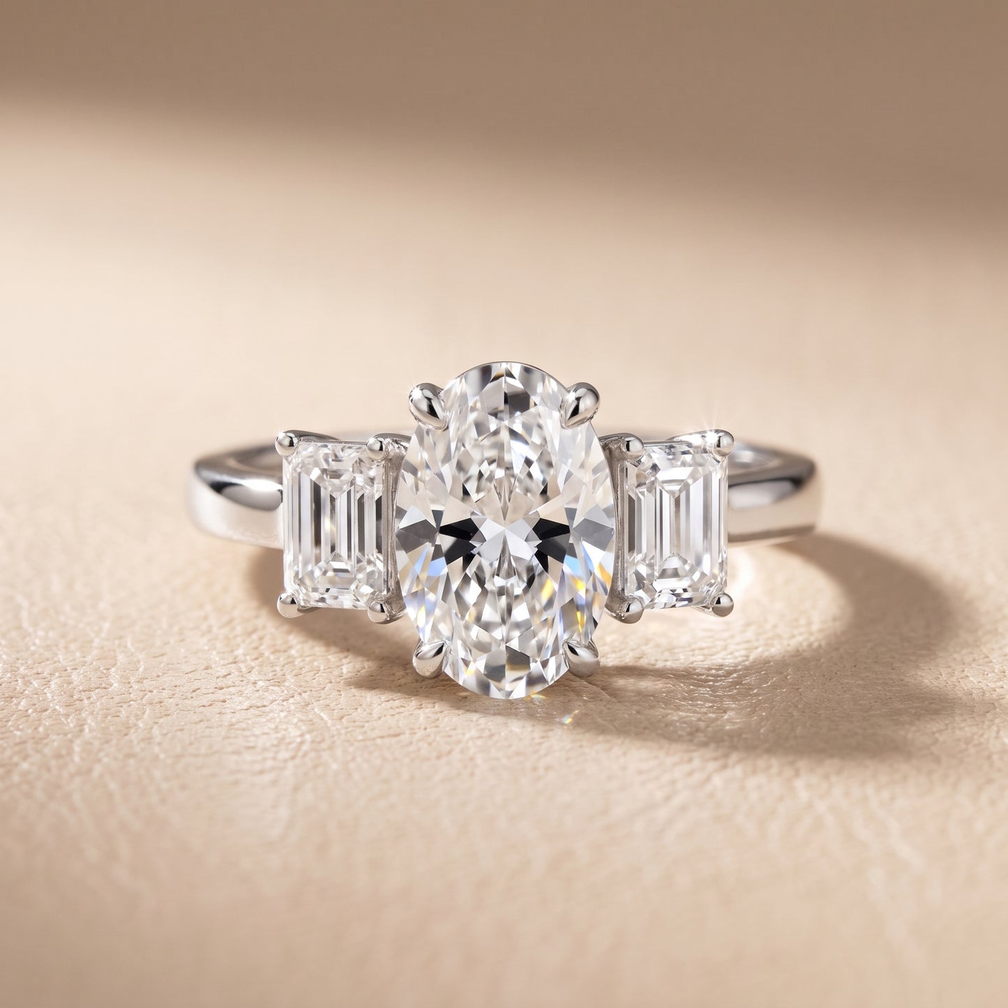 Zoe Three-Stone Oval Diamond Ring in Silver - front.jpg