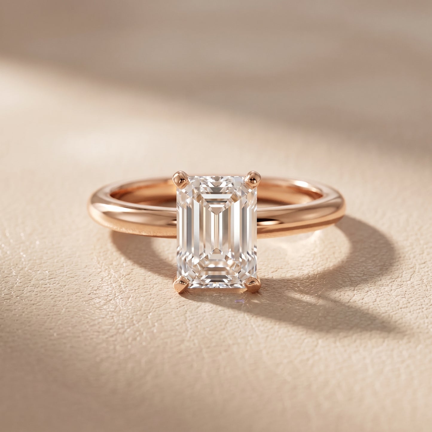 Wren Solitaire Emerald Diamond Ring in Rose Gold - front.jpg