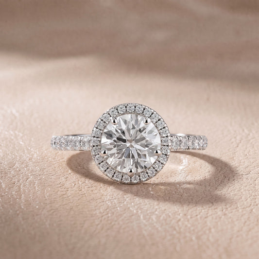 Mabel Halo French Pavé Round Diamond Engagement Ring in White Gold - front.jpg