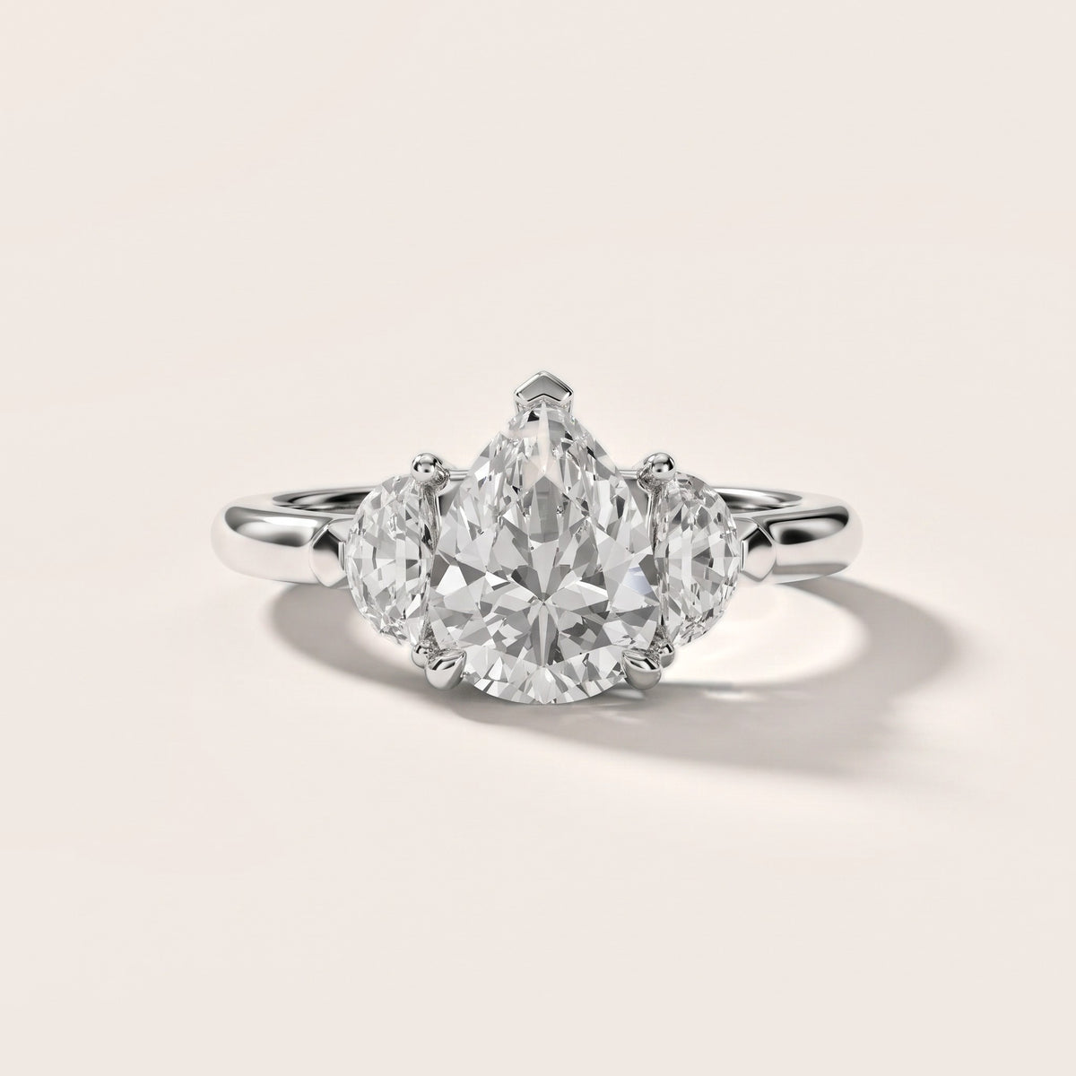 Elia Half-Moon Three-Stone Pear Diamond Engagement Ring in Silver - front.jpg
