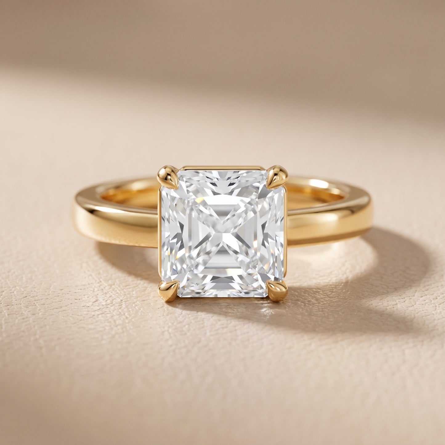 Delia Solitaire Radiant Diamond Engagement Ring in Yellow Gold - front.jpg