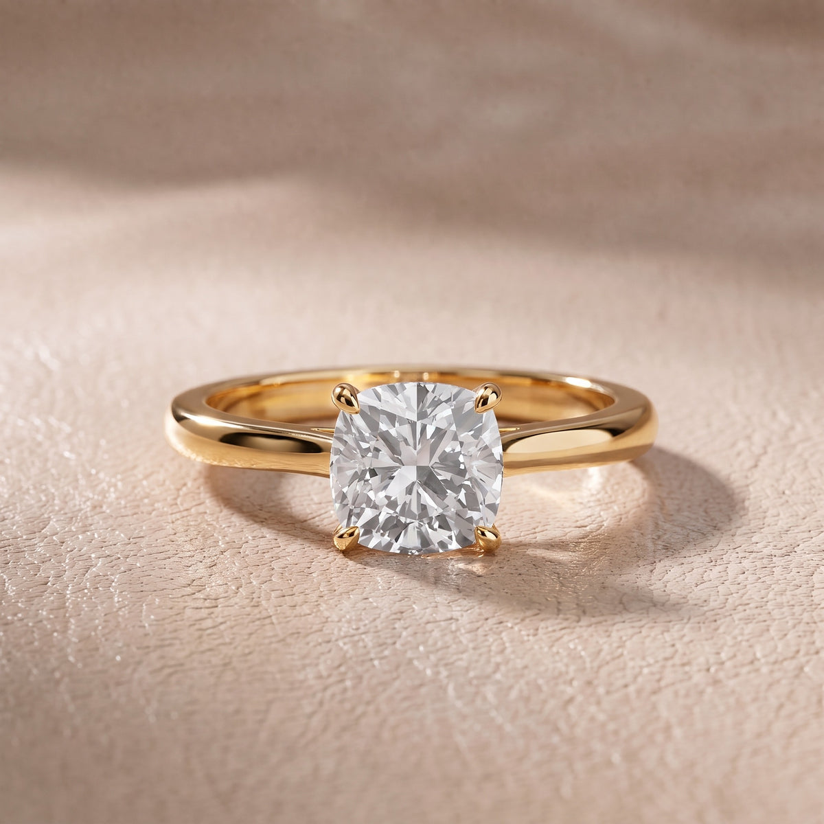 Kalia Knife Edge Solitaire Cushion Diamond Engagement Ring in Yellow Gold - front.jpg