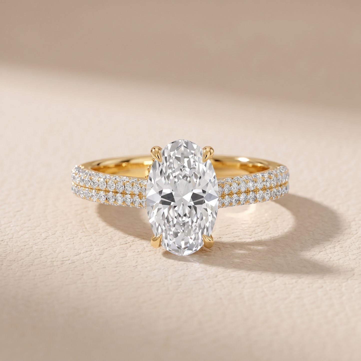 Della Hidden Halo Pavé Oval Diamond Engagement Ring in Yellow Gold - front.jpg