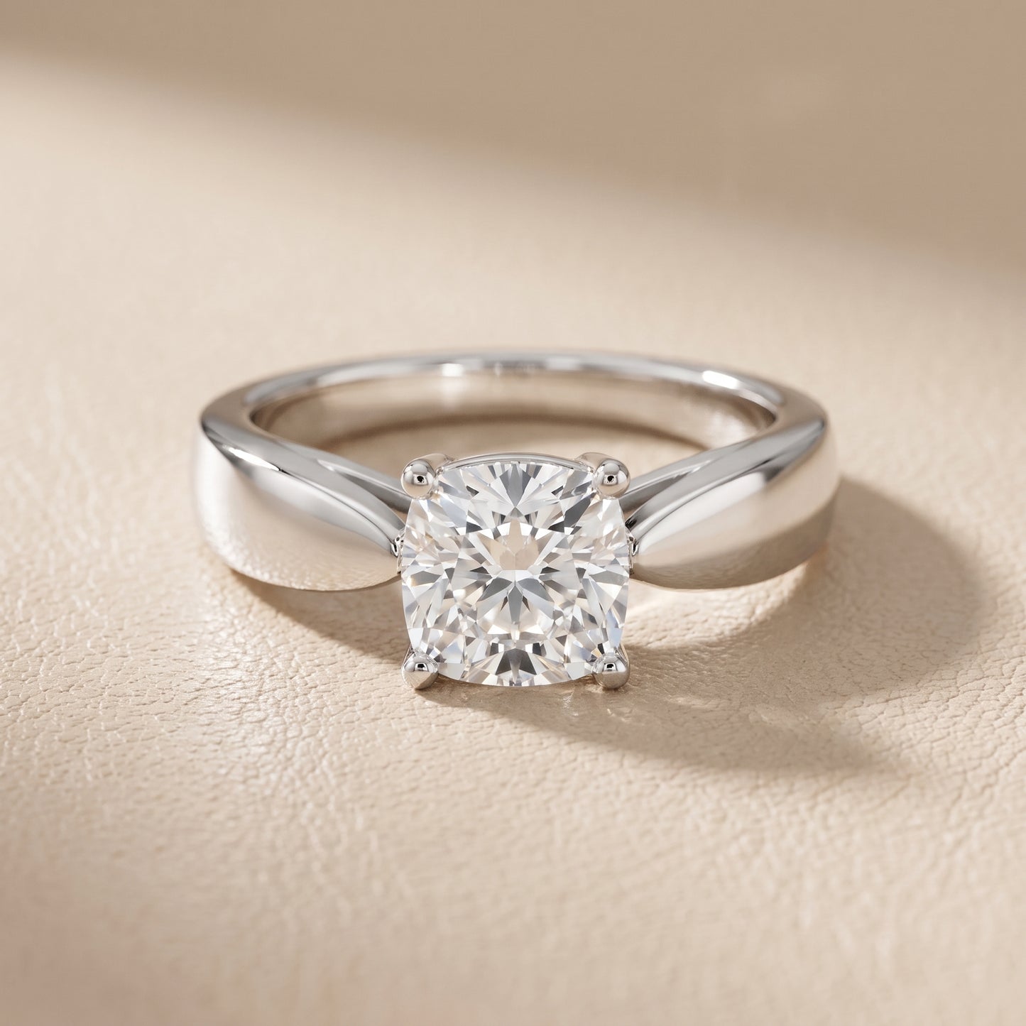 Talia Solitaire Twist Cushion Diamond Engagement Ring in Platinum - front.jpg