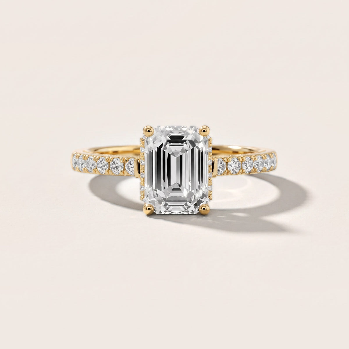 Rialto Hidden Halo Milgrain Emerald Diamond Engagement Ring in Yellow Gold - front.jpg