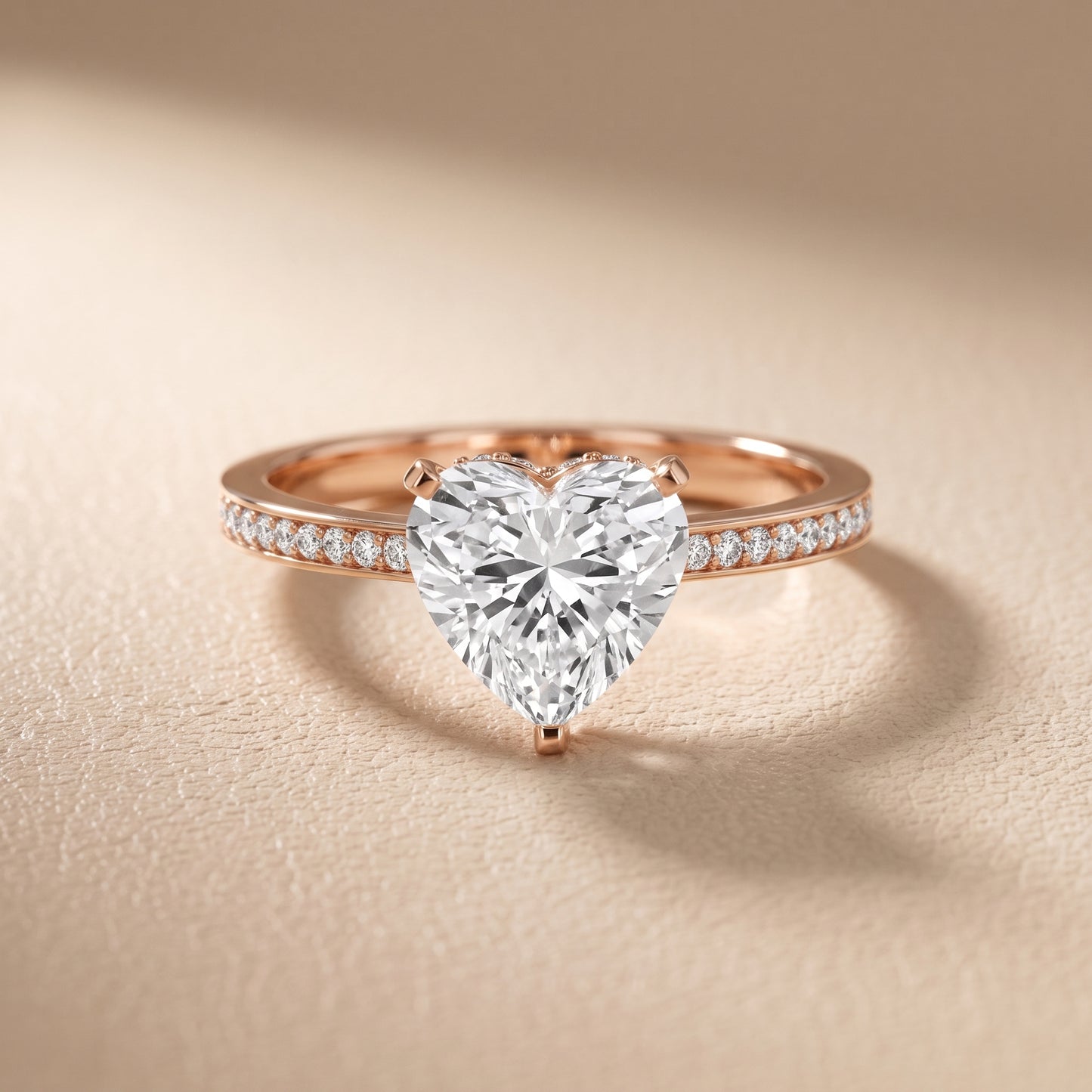 Naia Hidden Halo Heart Diamond Ring in Rose Gold - front.jpg