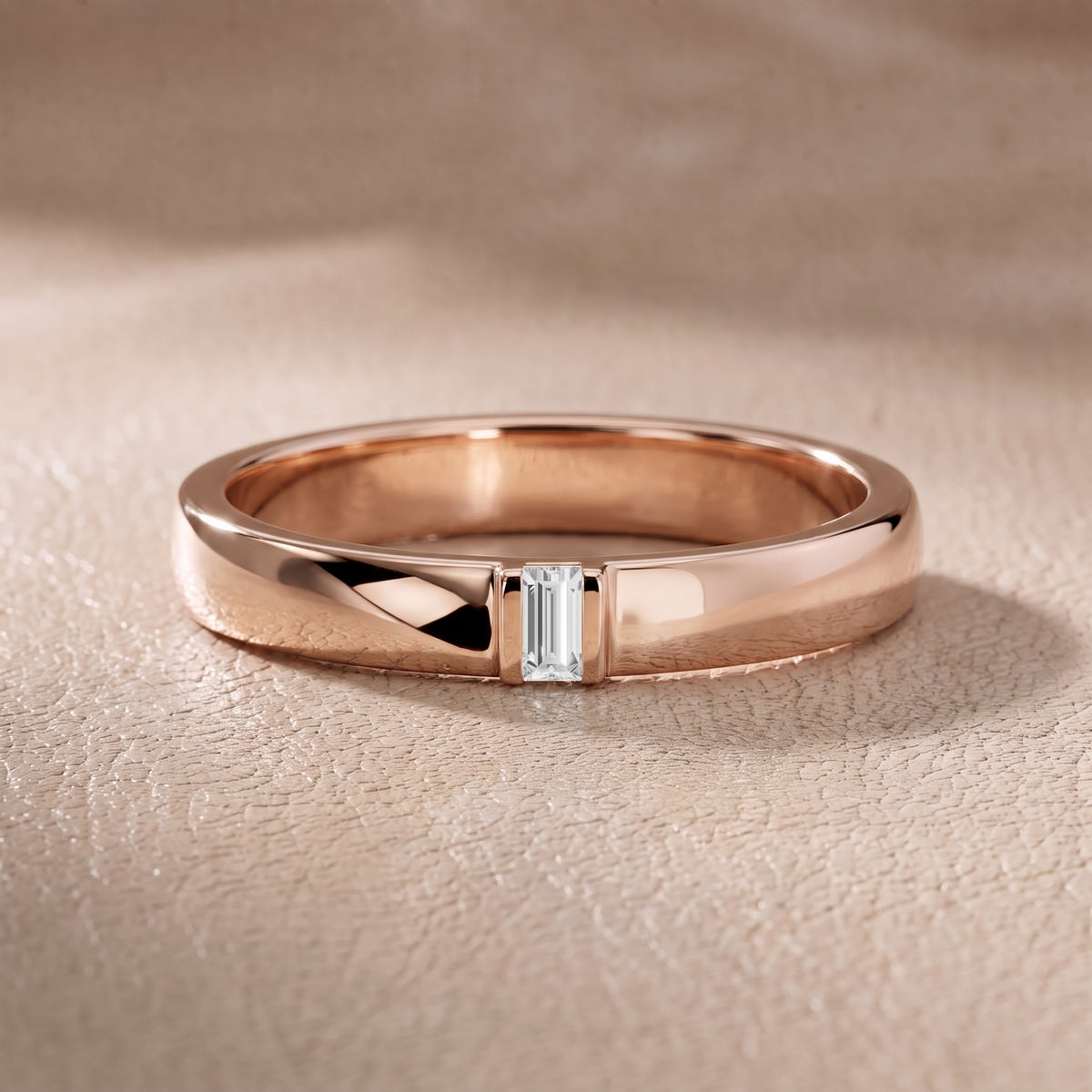 Alexandra Channel Set Baguette Diamond Wedding Band in Rose Gold - front.jpg