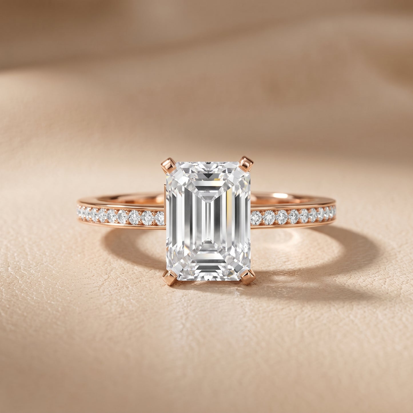 Naia Hidden Halo Emerald Diamond Ring in Rose Gold - front.jpg