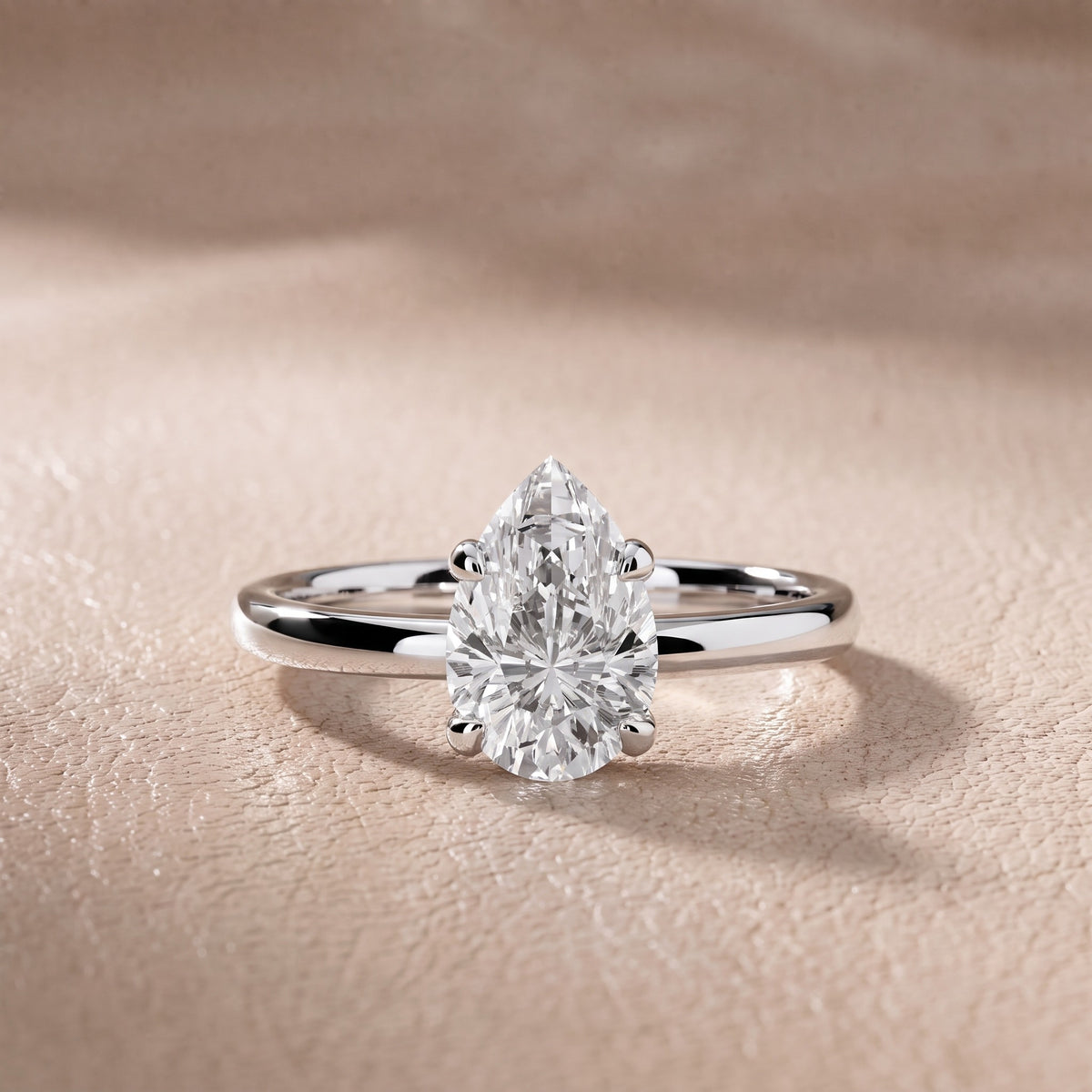Charlotte Charm Solitaire Pear Diamond Engagement Ring in White Gold - front.jpg