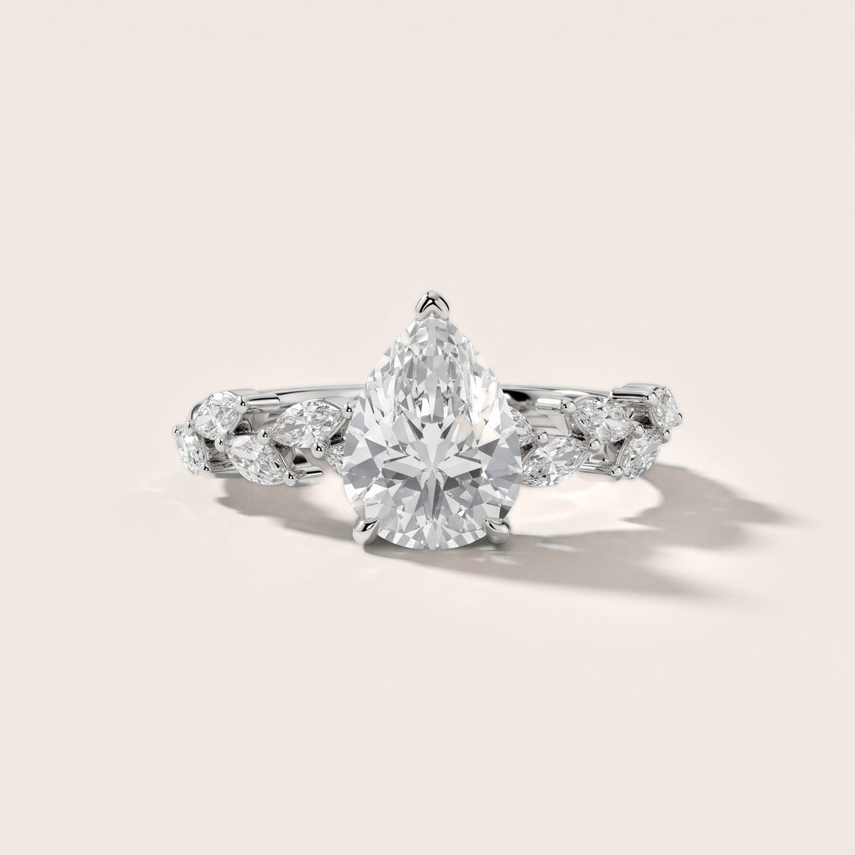 Mirella Laurel Pear Diamond Engagement Ring in Platinum - front.jpg