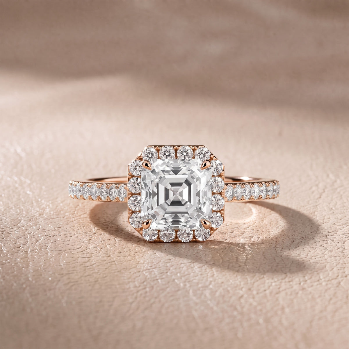 Willa Halo Micropavé Asscher Diamond Engagement Ring in Rose Gold - front.jpg