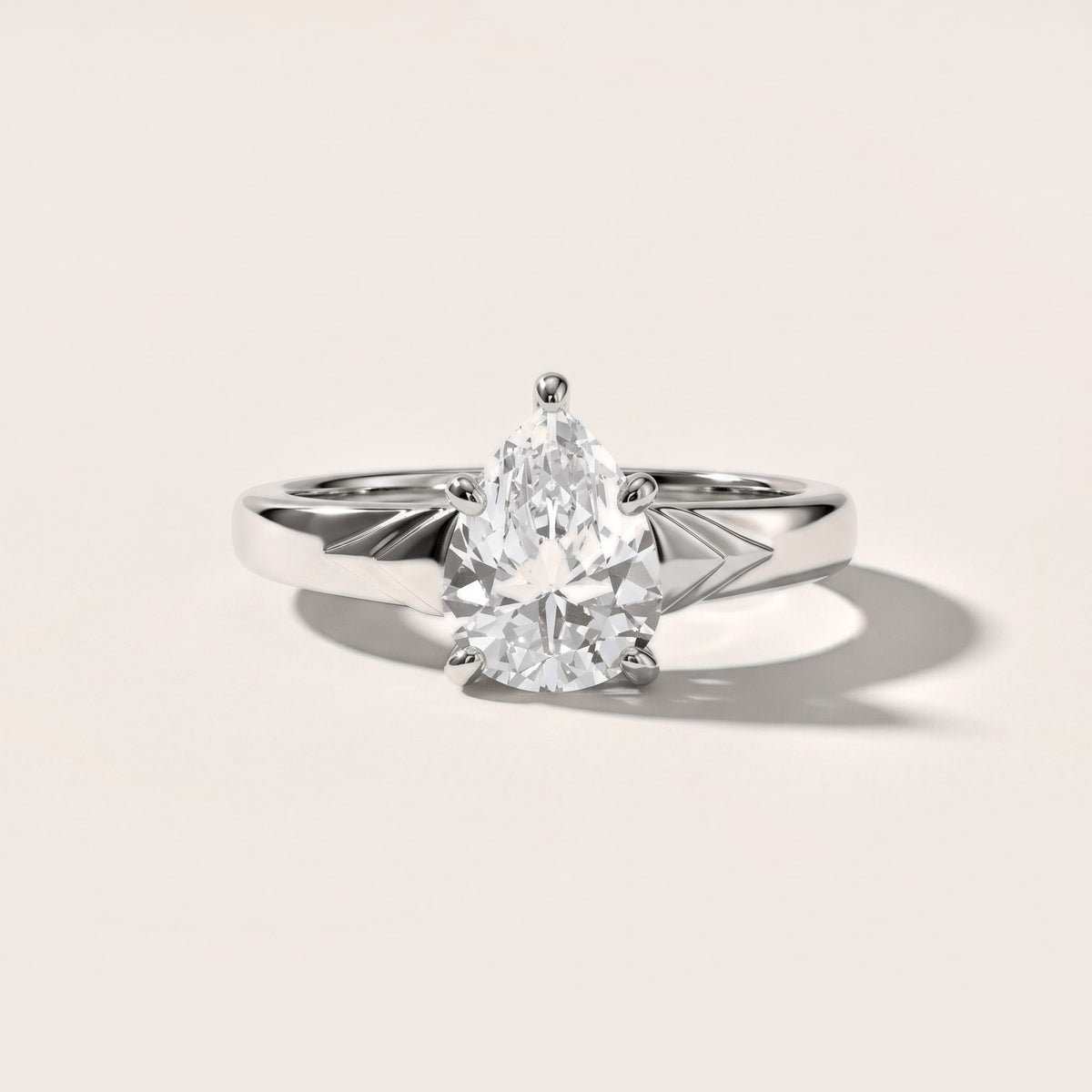 Jana Engraved Pear Diamond Engagement Ring in White Gold - front.jpg