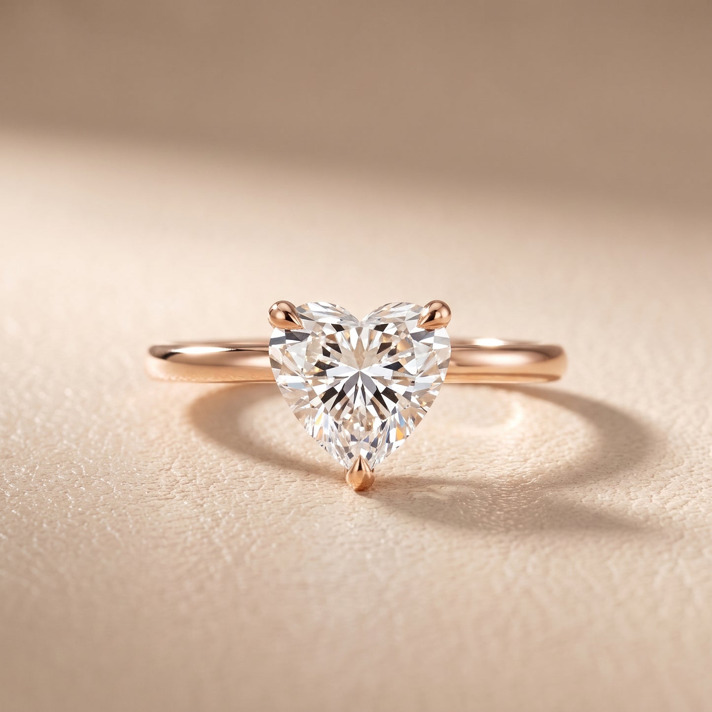 Nella Petite Solitaire Heart Diamond Engagement Ring in Rose Gold - front.jpg