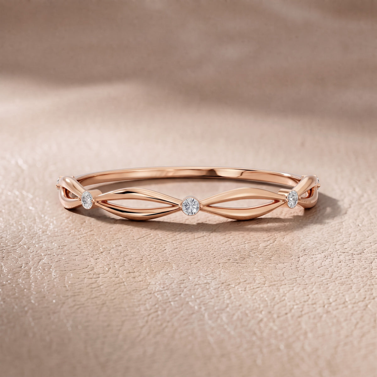 Clarissa Petite Twist Round Diamond Wedding Band in Rose Gold - front.jpg
