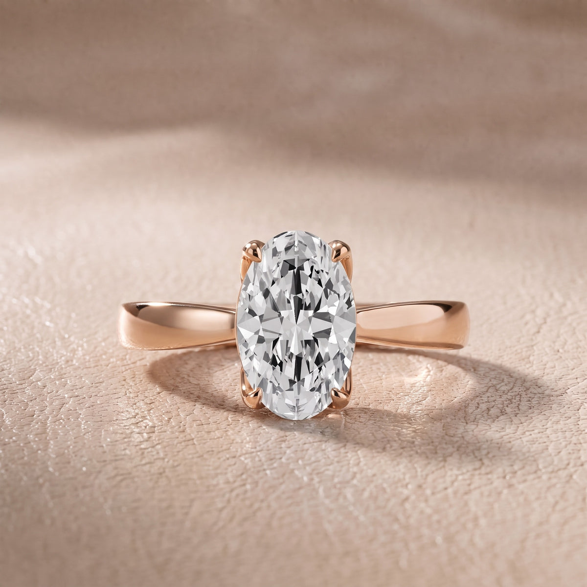 Lucia Solitaire Six-Prong Oval Diamond Engagement Ring in Rose Gold - front.jpg