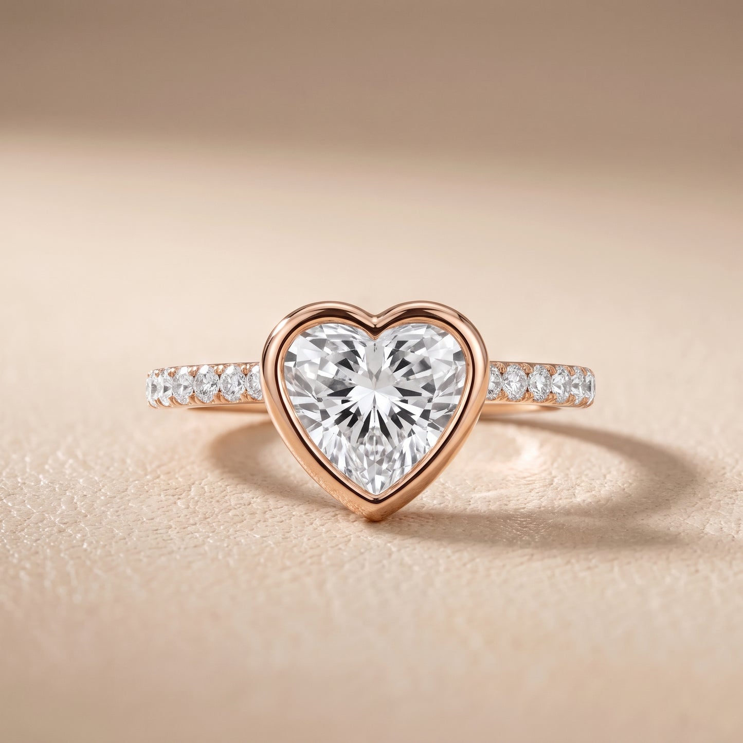 Cora Bezel Pavé Heart Diamond Ring in Rose Gold - front.jpg