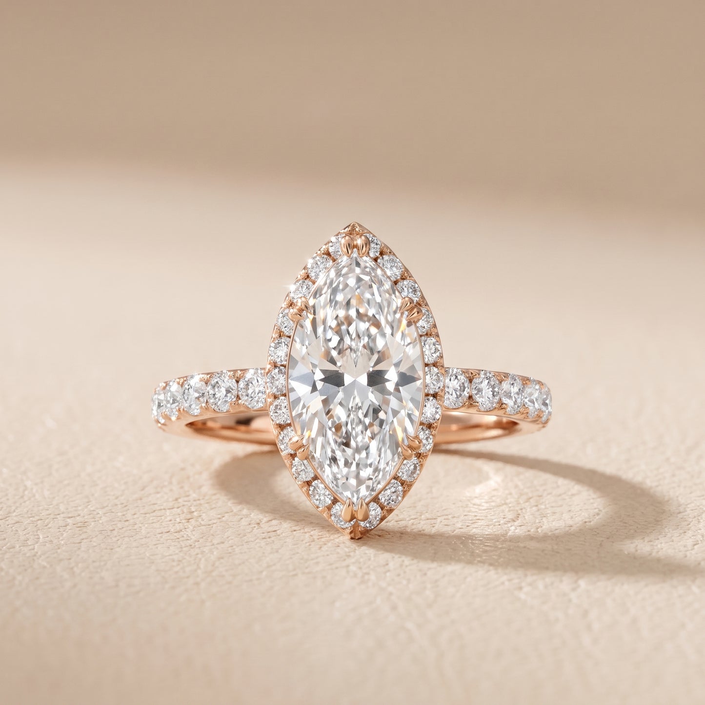Chloe Halo Pavé Marquise Diamond Ring in Rose Gold - front.jpg