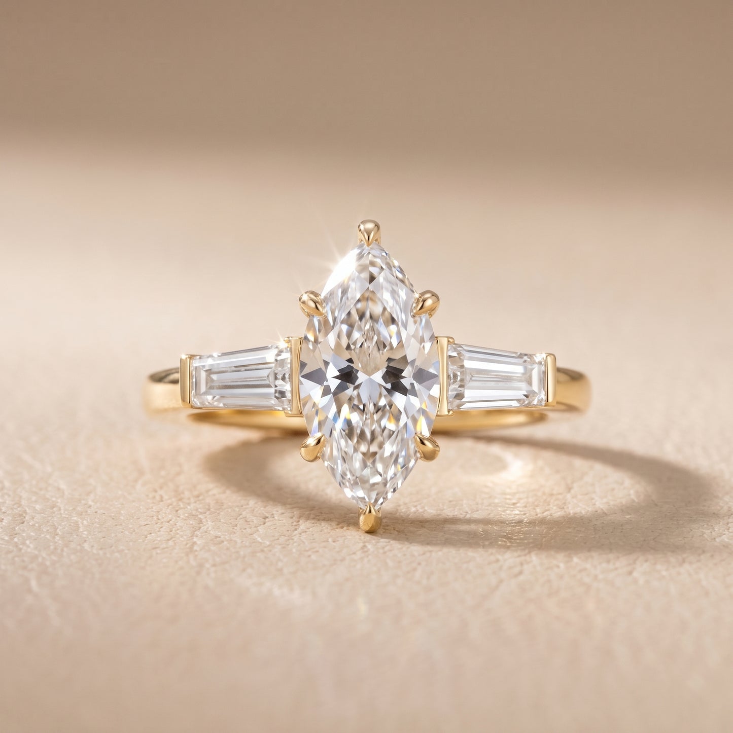 Zelda Tapered Baguette Marquise Diamond Engagement Ring in Yellow Gold - front.jpg